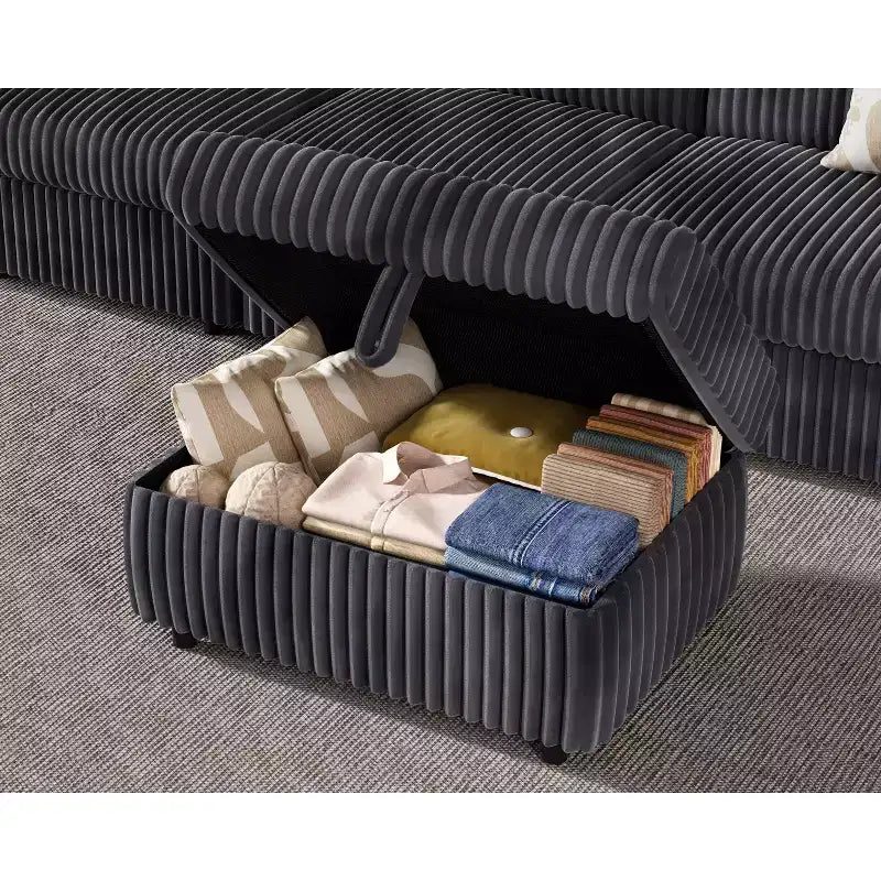 Dyonery Modulares Cord-Ecksofa mit waschbaren Bezügen