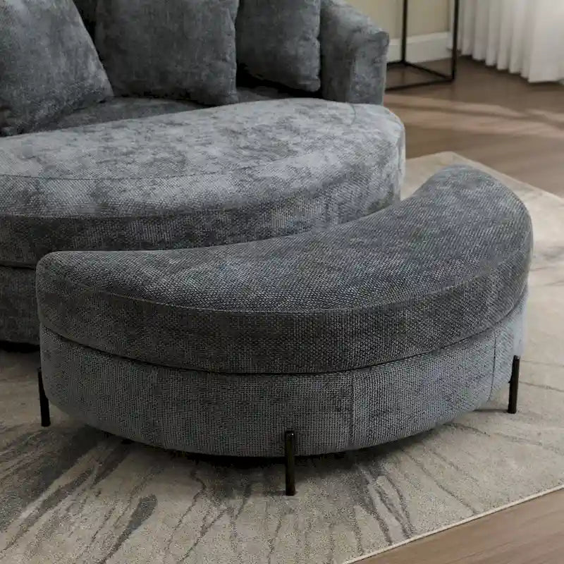 Moderner Sofasessel, runder Akzent-Clubsessel mit 5 Kissen und optionalem Ottoman
