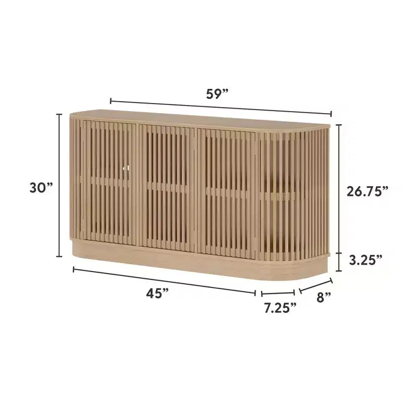 Plank+Beam Contour Massivholz-Sideboard mit 3 Türen, 150 cm TV-Lowboard für Wohnzimmer