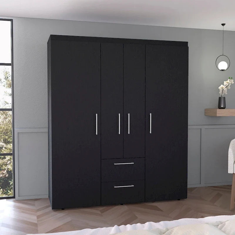 Bariloche Kleiderschrank mit Kleiderstangen, Einlegeböden, 2 Schubladen