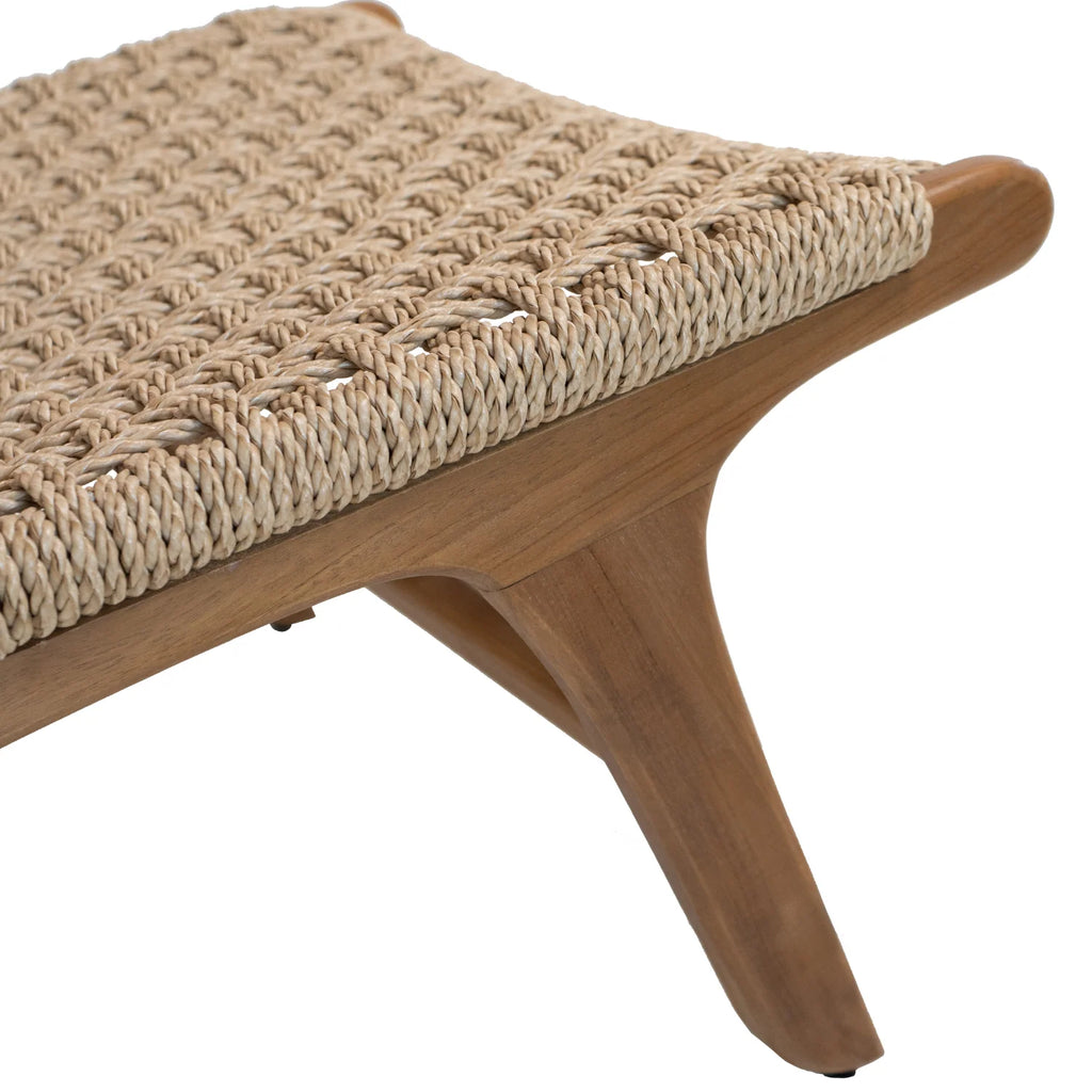 Rustikaler Teakholz-Loungesessel mit Geflecht - Outdoor