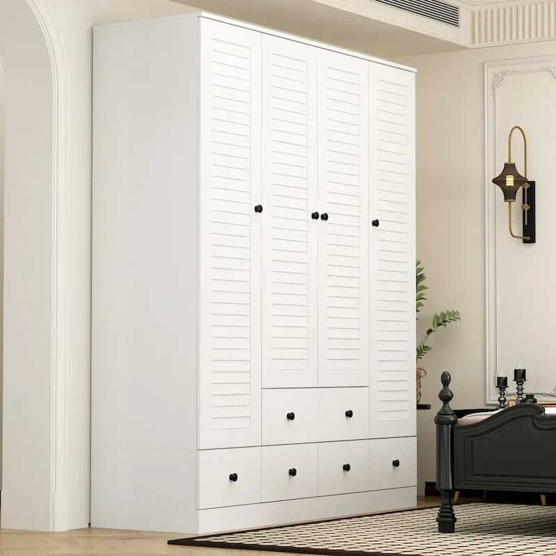 Kleiderschrank Hochschrank Schrank 59B Großer Freistehender Kleiderschrank Weiß
