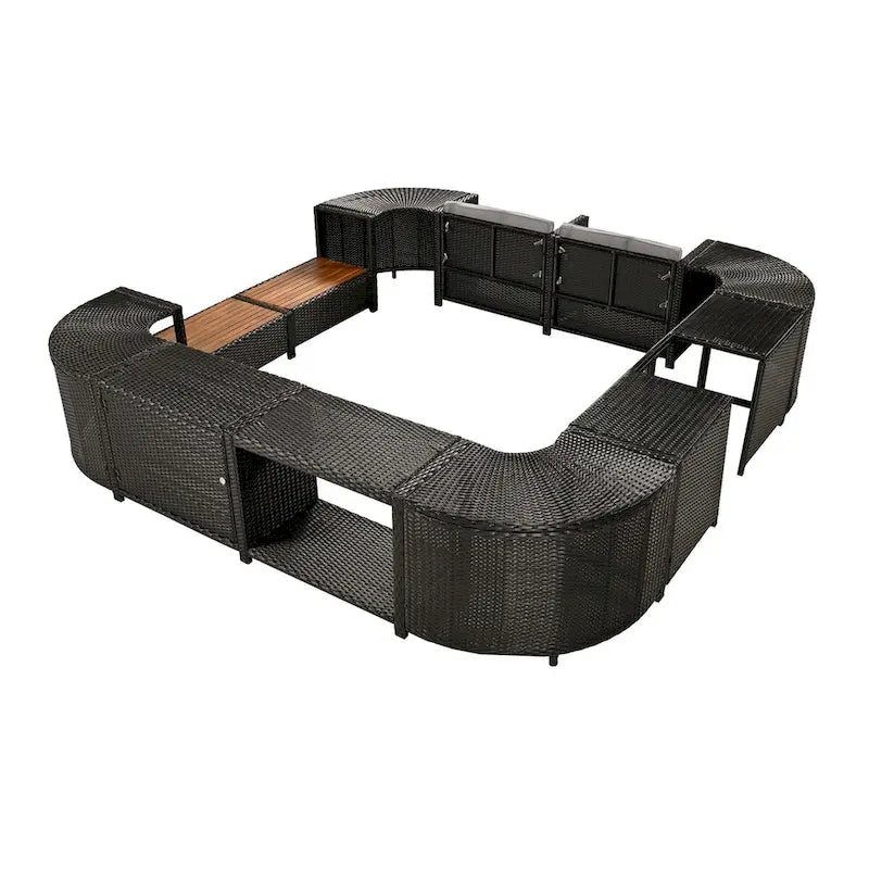 Spa-Umrandung Spa-Rahmen Quadratisches Outdoor-Rattan-Sofa-Set