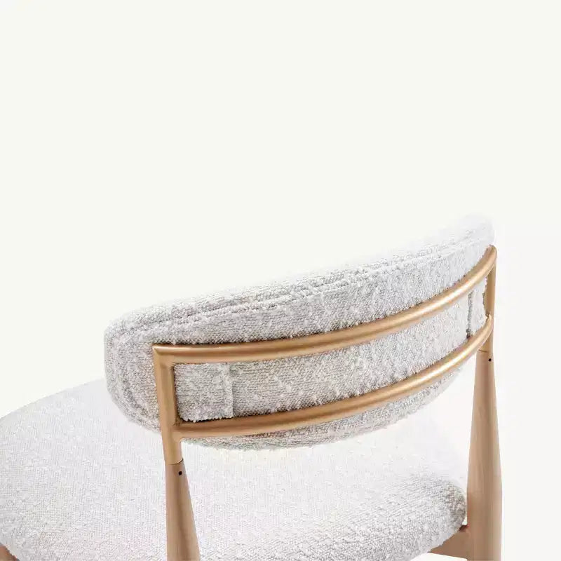 Bouclé Esszimmer-Barhocker ohne Armlehnen 4er-Set, mit Holzmaserung Metallbeinen für Küche, Wohnzimmer, Restaurant, Café – Morden Fort