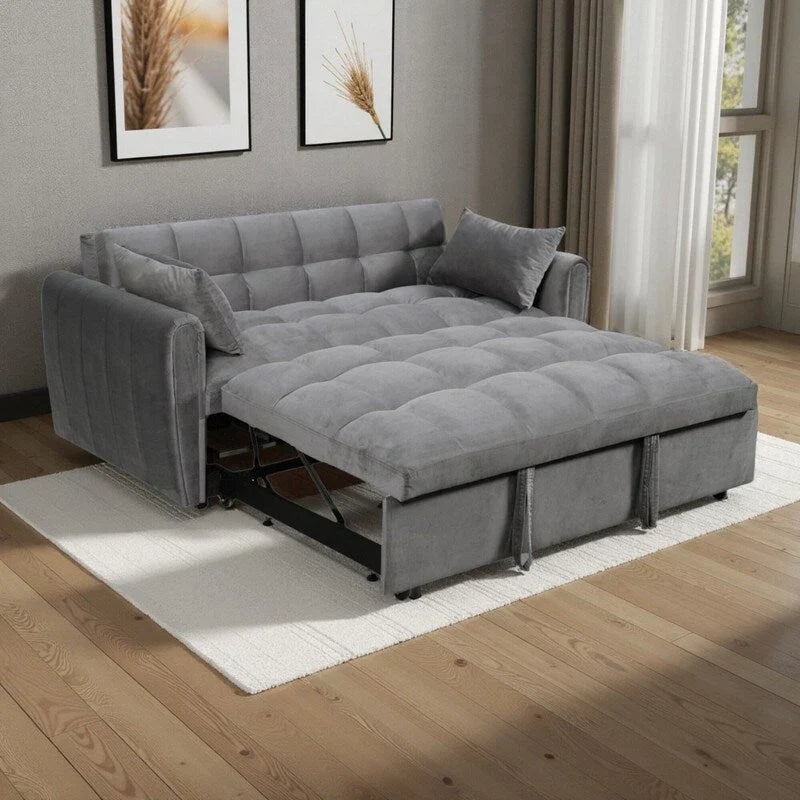 64.96 Samt 3-in-1-Schlafsofa mit verstellbarer Rückenlehne, Aufbewahrungstasche und 227 kg Tragkraft