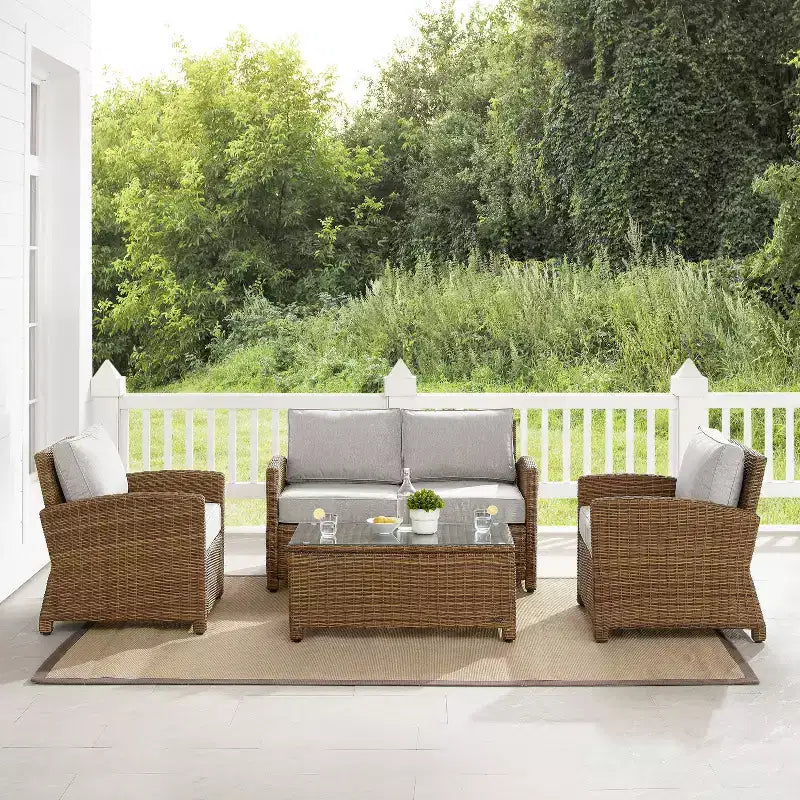 Bradenton 4-teiliges Outdoor Lounge-Set aus Korbgeflecht – Crosley