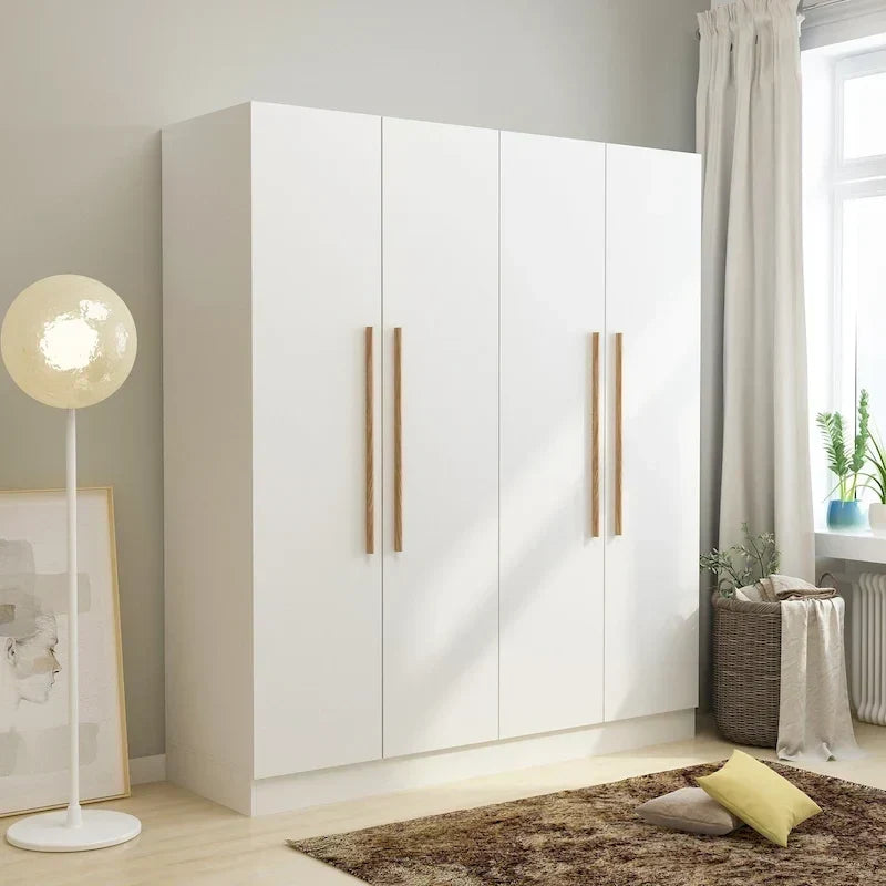 Moderner freistehender Kleiderschrank aus Massivholz mit Ablagefächern