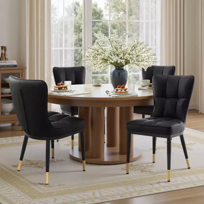 Bekrvio Esszimmerstühle 6er-Set, moderne gepolsterte Kunstledersitze mit hoher Rückenlehne, Metallbeine, armlose Küchenstühle für Wohn- und Esszimmer