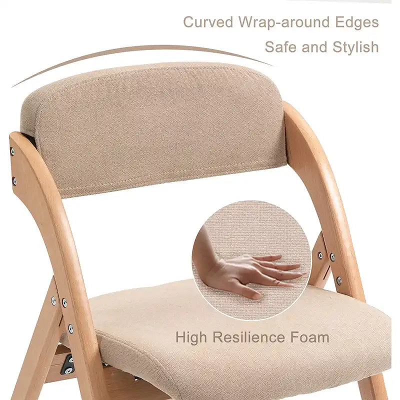 Stapelbare Esszimmer-Klappstühle aus Holz mit gepolsterten Sitzen (4er-Set)