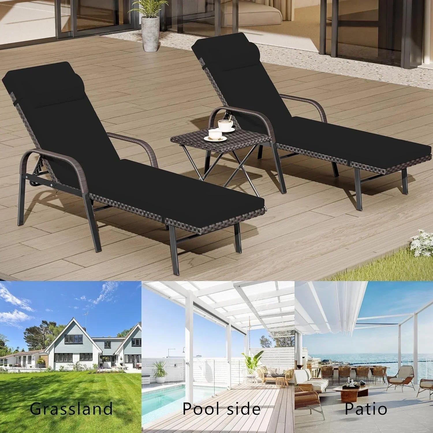Kullavik 3-teiliges Outdoor-Loungemöbel-Set