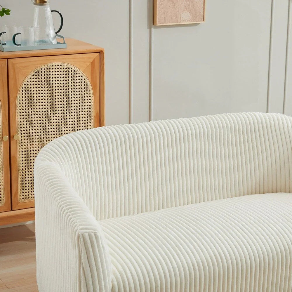 Zweisitzer-Sofa, bezogen mit Cordstoff, mit Walnussholzbeinen