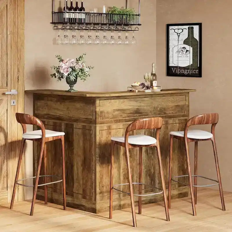 L-förmiger Barschrank mit Gläserhaltern für die Hausbar