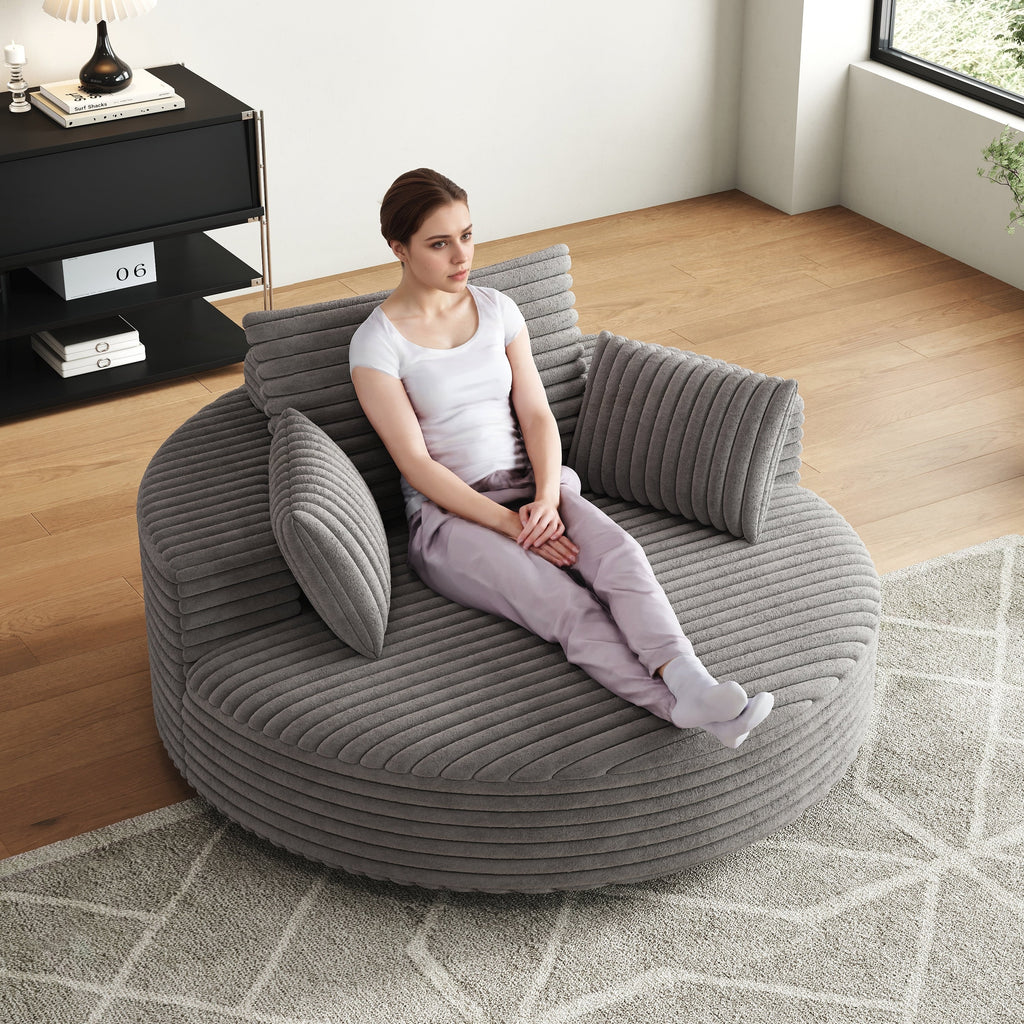 Einzelsessel aus Kord-Chenille-Schaumstoff, drehbar