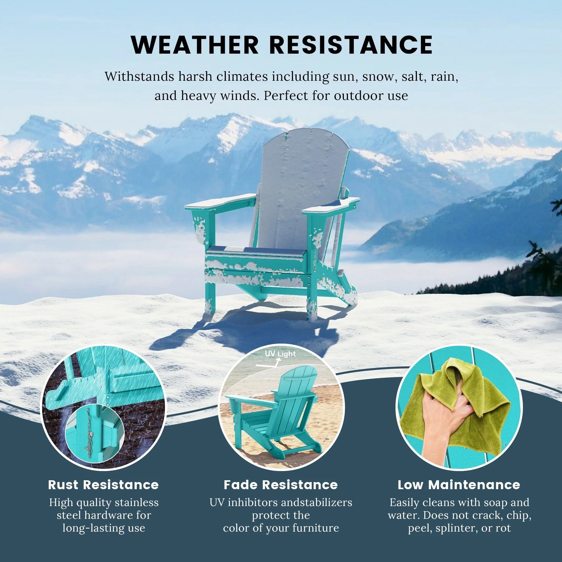 Polytrends Laguna Faltbarer Adirondack-Stuhl für den Außenbereich, wetterfest und lichtbeständig