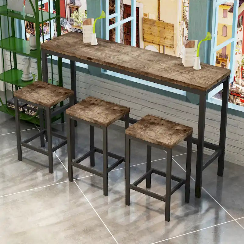 Stehtisch-Set mit 3 Hockern