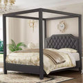 Queen-Size-Himmelbettgestell mit Pfosten, 4-Eck-Bettrahmen, Massivholzlattenrost, kein Boxspringbett erforderlich, geräuschfrei