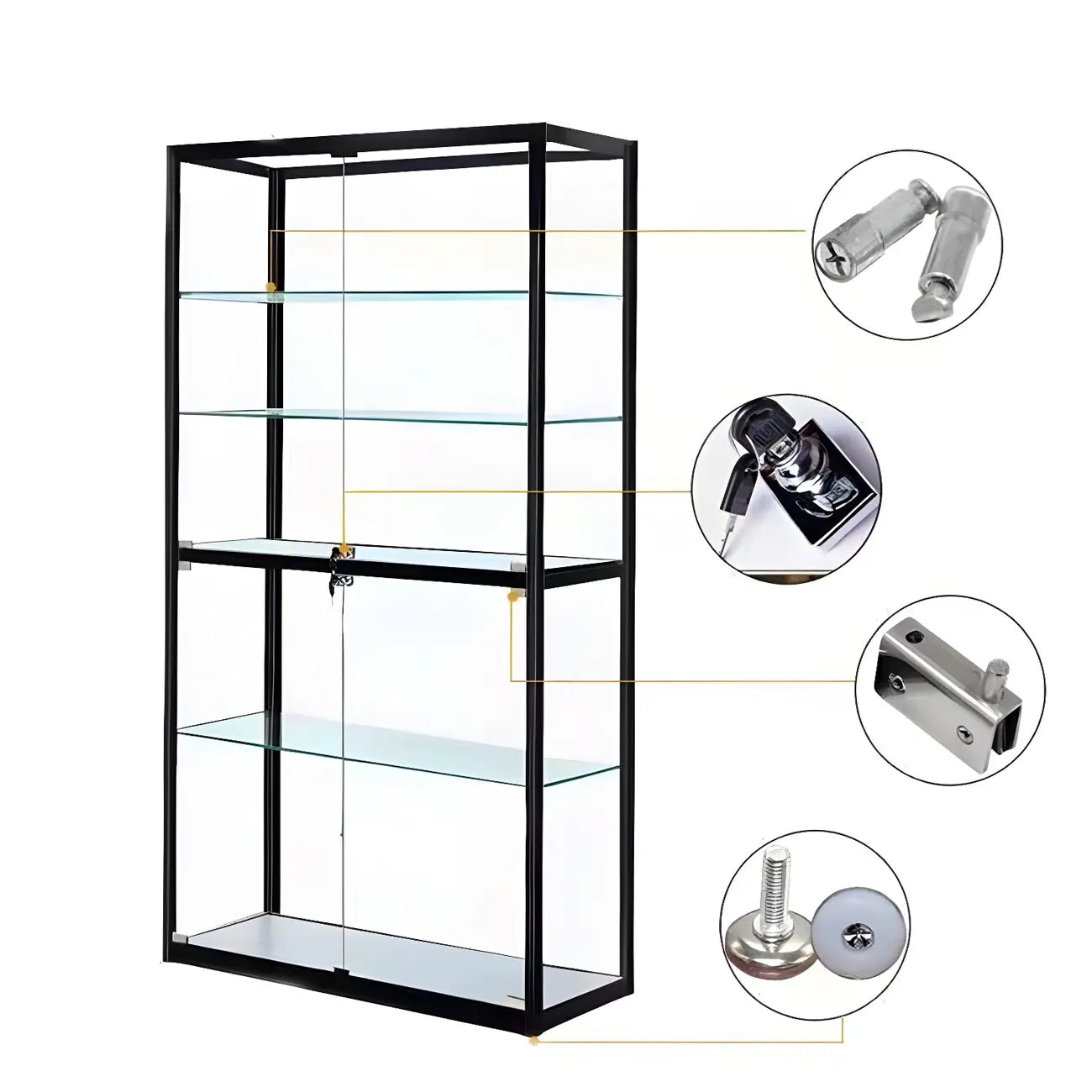 Zeitgenössische rechteckige Vitrine aus schwarzem Glas