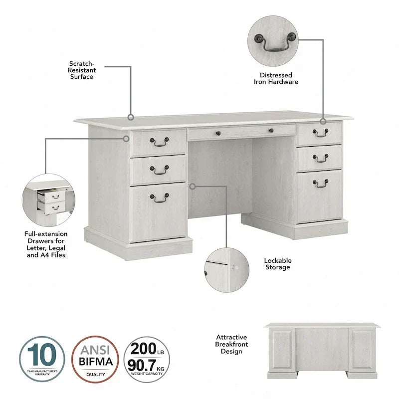 Bush Furniture Saratoga Chefsessel mit Schubladen und Stauraum