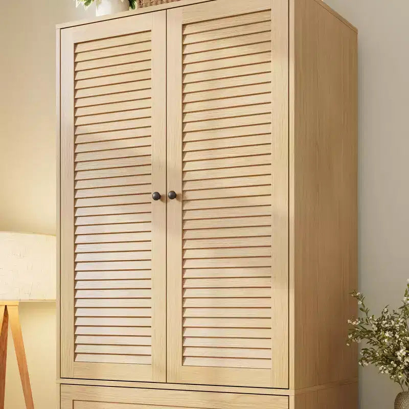 COZONY Kleiderschrank mit 3 Schubladen und 2 Türen, moderner Holzschrank für Schlafzimmer, robuster weißer Stehschrank