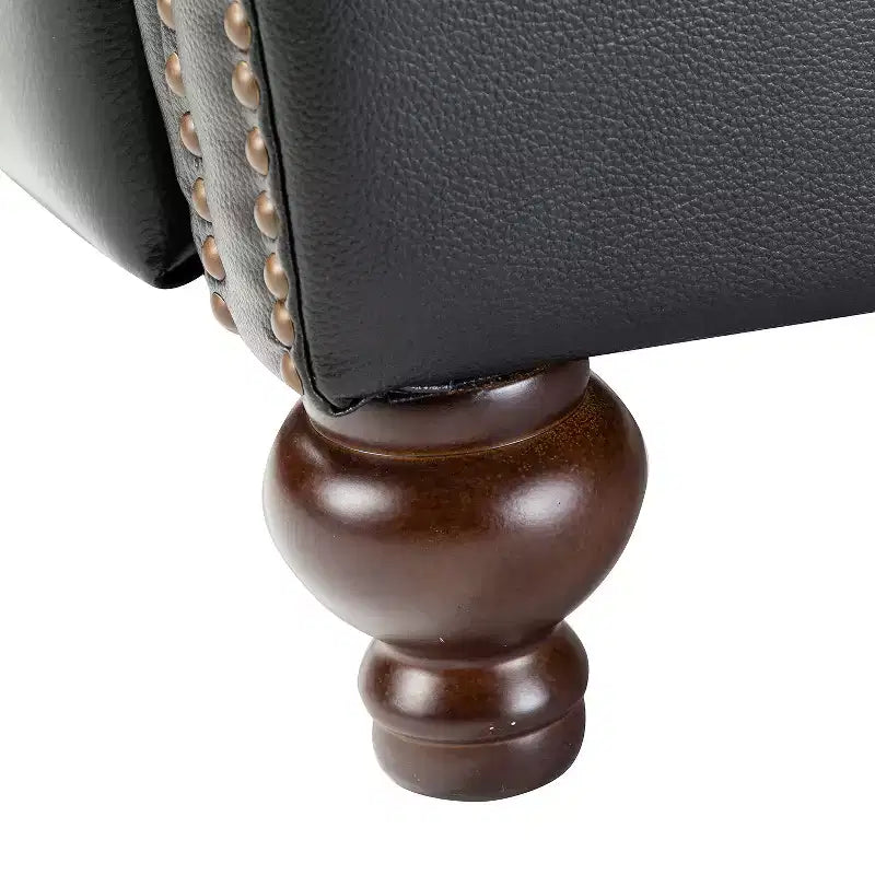 2er-Set Elisabete Modern Wingback Echtleder-Liegesessel mit Vintage-Nagelkopfleiste für Wohn- und Schlafzimmer | ART OF LIVING DESIGNS