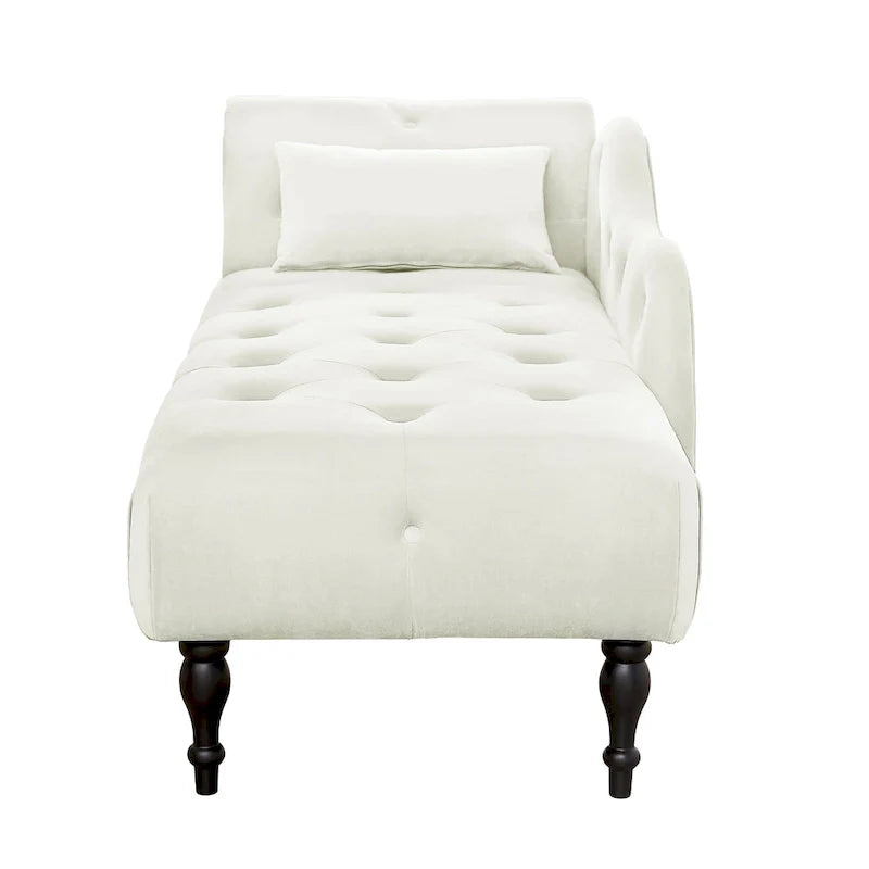 Moderne 60.6 Samt gepolsterte Knöpfe getuftete Chaiselongue mit Massivholzbeinen und Ziernägeln