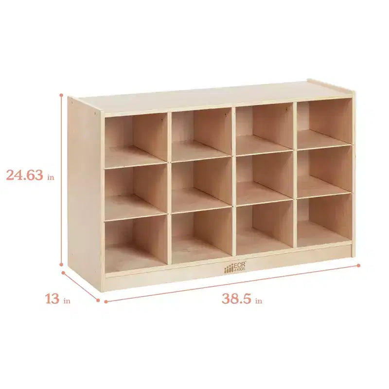 Mobiler Cubby-Schrank mit 15 offenen Behältern, 3x4, Kindermöbel