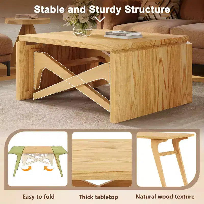 2-in-1 Couchtisch, ausziehbarer Esstisch, höhenverstellbarer Tisch für Zuhause & Büro, platzsparend – ModernLuxe