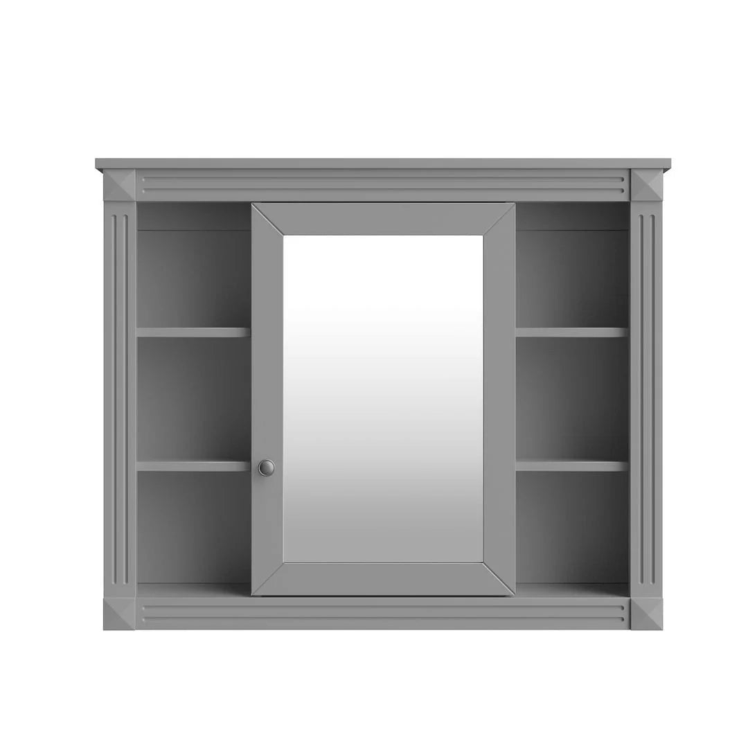 Moderner 36'' Badschrank mit Aufsatzwaschbecken und Spiegelschrank, 2 Türen und 2 Schubladen