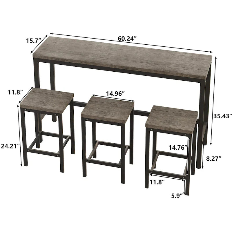 Stehtisch-Set mit 3 Hockern
