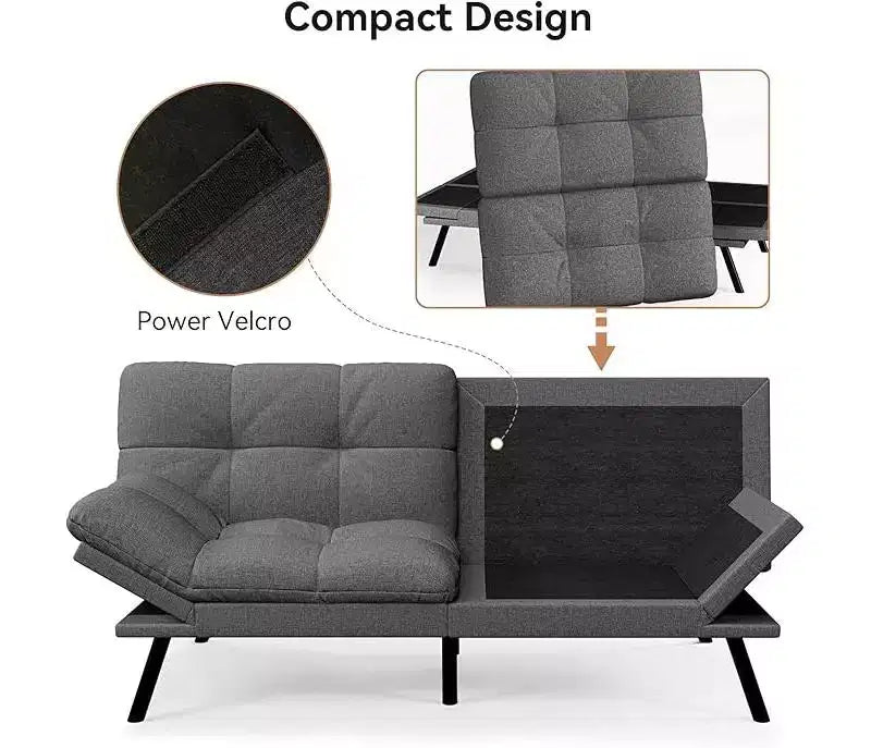 Schlafsofa mit verstellbarer Rückenlehne und abnehmbaren Armlehnen
