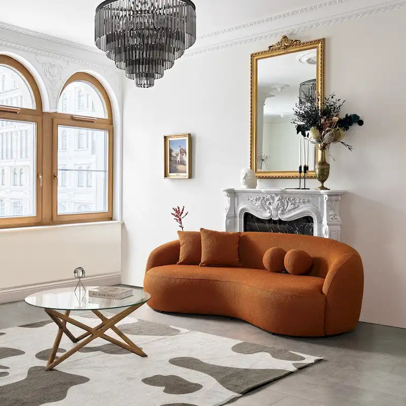 Blaine Japandi-Stil Luxuriöses modernes geschwungenes Sofa aus Bouclé-Stoff