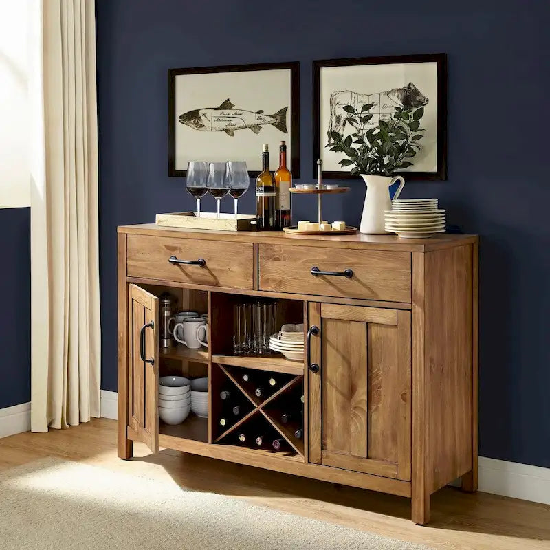 Crosley Roots Buffet mit Naturholz-Finish – 132 cm B x 46 cm T x 91 cm H
