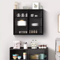 Okak Moderner 2-türiger Wandschrank mit 3-stufigem Stauraum und Glastüren für Flur/Esszimmer/Wohnzimmer/Küche