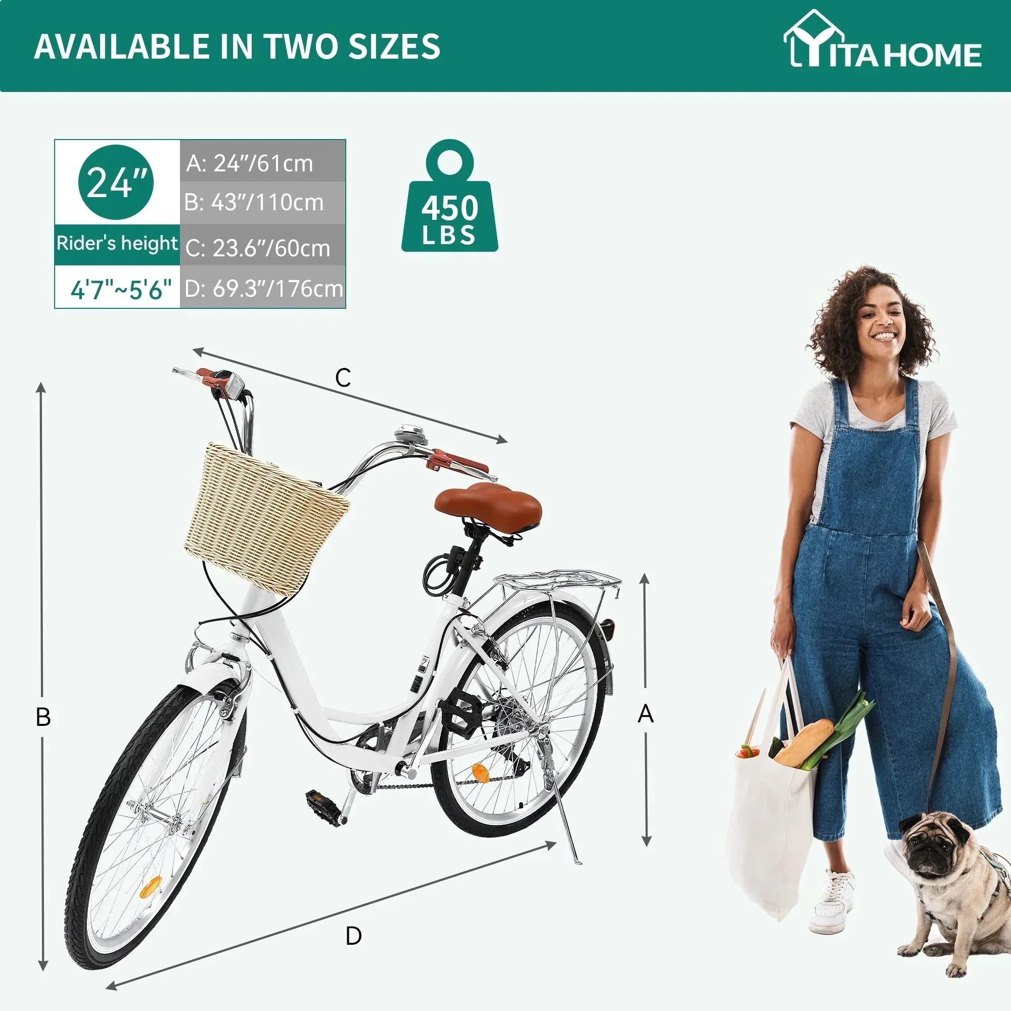 Moasis24/26 7-Gang Cruiser Bike, verstellbares Tiefeinsteigerfahrrad, Pendlerfahrrad, Fahrrad