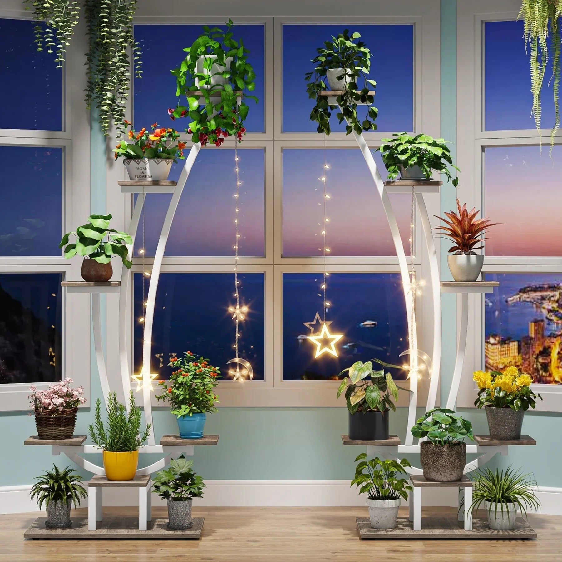 Pflanzenständer für den Innenbereich, 6-stöckiges Blumenregal für Haus und Garten – 2er-Set