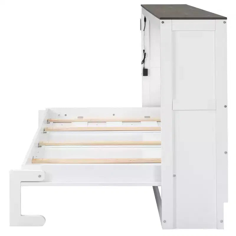 Doppelbett Murphy-Bett mit LED-Beleuchtung, kann in einen Schrank umgewandelt werden, Verstecktes Wandbett-Schrank für Gästezimmer