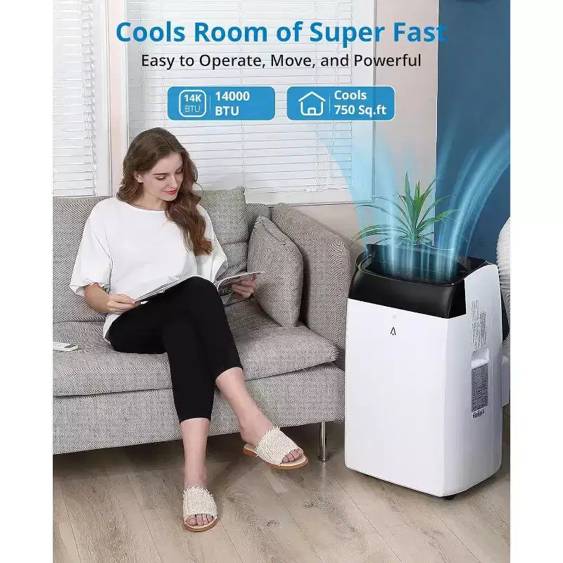 14000 BTU mobile Klimaanlage 3-in-1 AC-Gerät für Räume bis zu 70 m² mit Entfeuchter