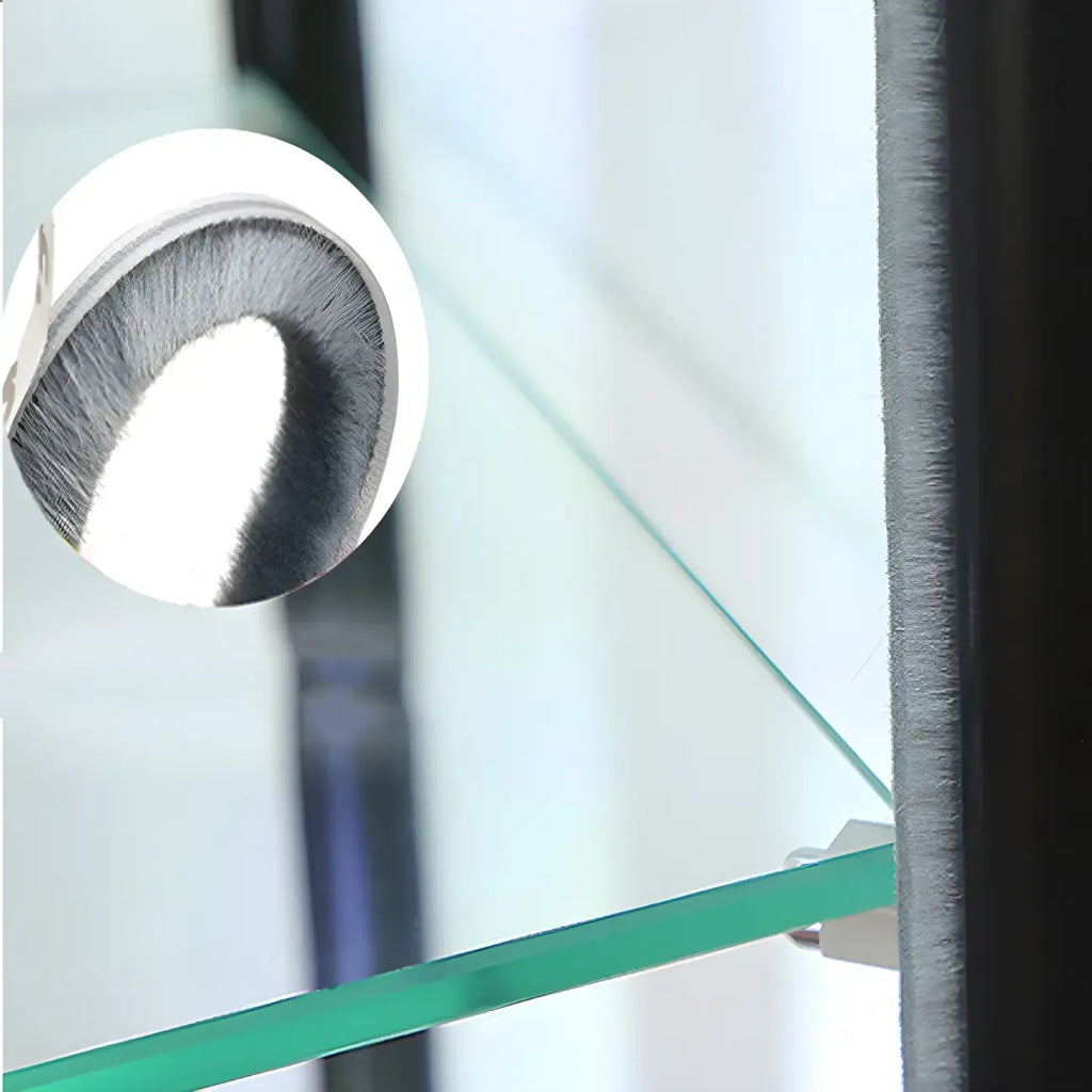 Zeitgenössische rechteckige Vitrine aus schwarzem Glas
