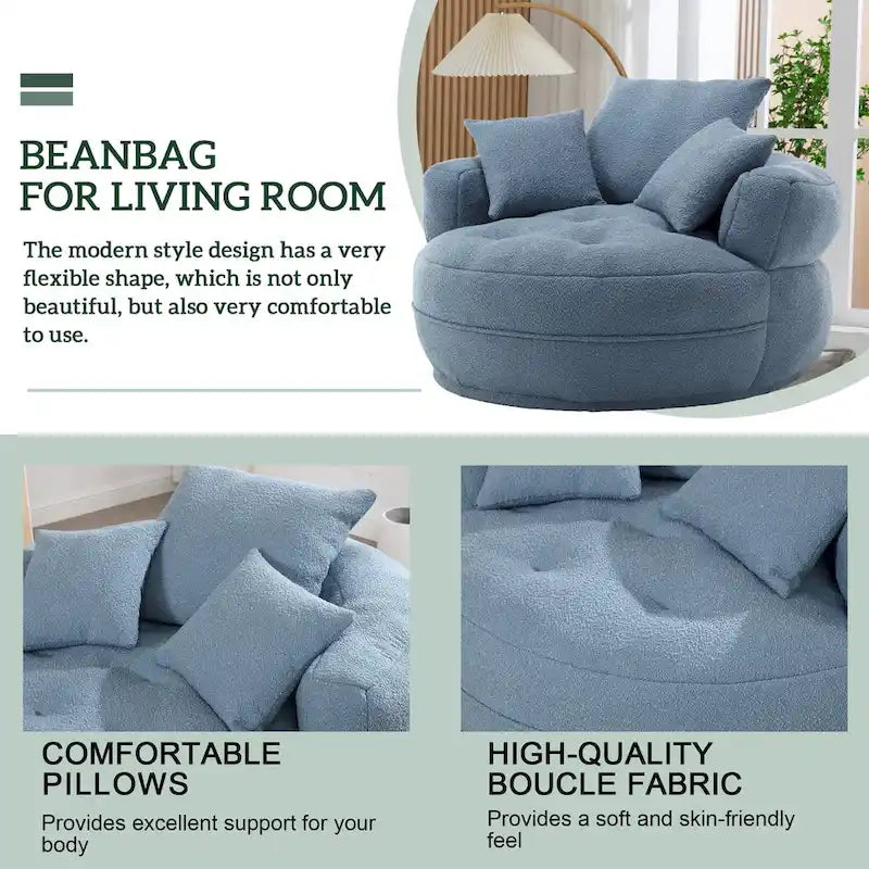 Rundes Lazy Sofa – Weiß/Blau/Grau/Gelb/Orange/Rosenrot/Marineblau/Grün, Einzel- und Doppel-Sitz