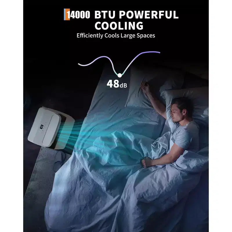 14.000 BTU Klimaanlagen mit Kühlleistung bis zu 70 m², 3-in-1 Mobile Klimaanlage mit Kühl-, Entfeuchtungs- und Ventilator-Modus und Fernbedienung