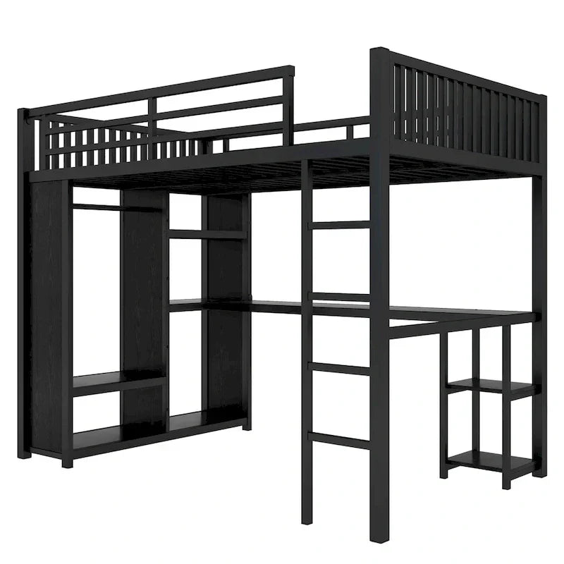 Doppelbettgestell (Extralang) mit integriertem Kleiderschrank