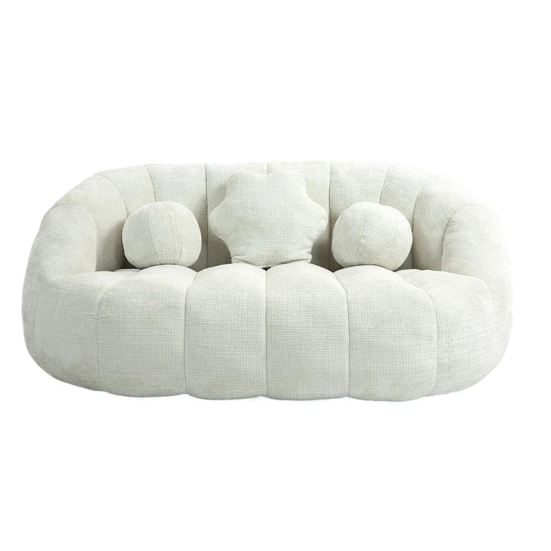 Weißer Chenille-Loungesessel (63,78 Zoll) mit hochdichtem Schaumstoff