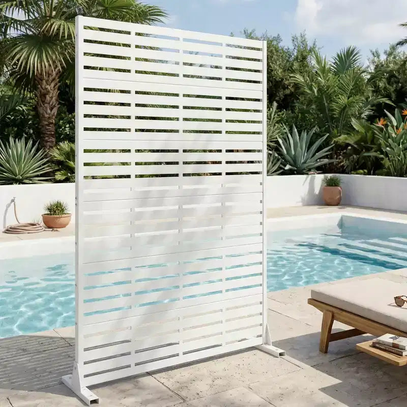 MAYEERTY 72x47 Weißer Sichtschutz, 6-teiliges Set, natürlicher, faltbarer Raumteiler für Hof und Garten