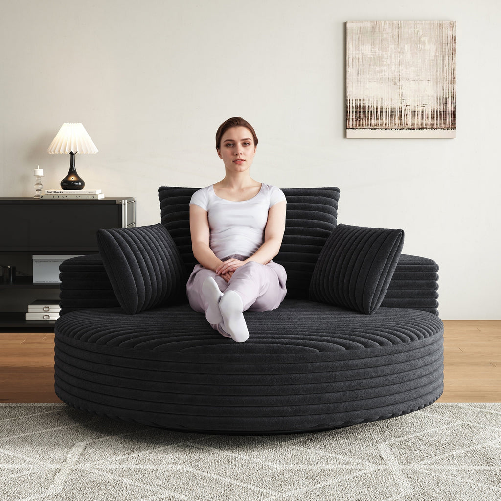Einzelsessel aus Kord-Chenille-Schaumstoff, drehbar