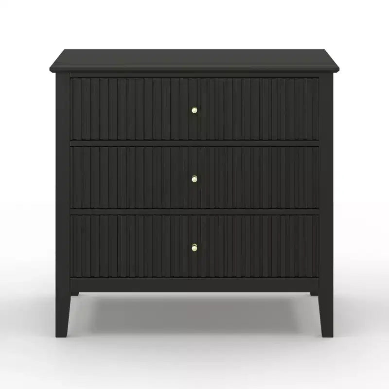 Heynemo Kommode mit 3 Schubladen, lackiert, 76 cm hoher Holz-Nachttisch mit Stauraum, breite moderne Kommode mit Kugelauszug