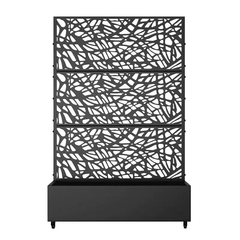MAYEERTY Pflanzkasten mit Spalier Eisen Schwarz Netz 01 Stil 183x119x41cm 3-teiliges Set