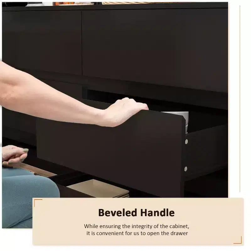 Intelligentes, drehbares/ausziehbares Buffet-Sideboard mit 6 Schubladen, erweiterter Arbeitsplatte, rutschfester Matte, drehbarem Esstisch, Kücheninsel-Vorratskammer