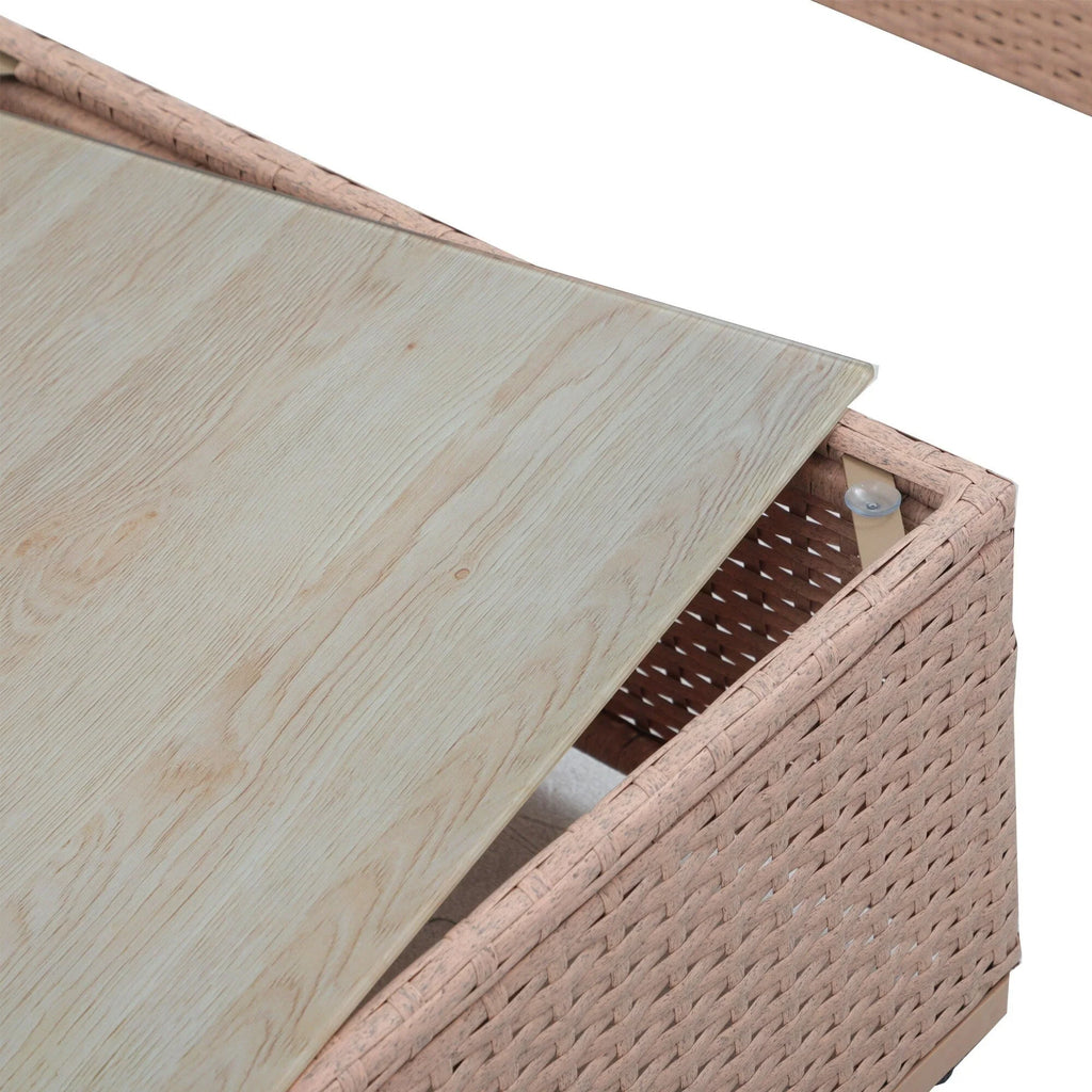 7-teiliges Outdoor-Sofa-Set aus Korbweide/Stahl mit Polstern