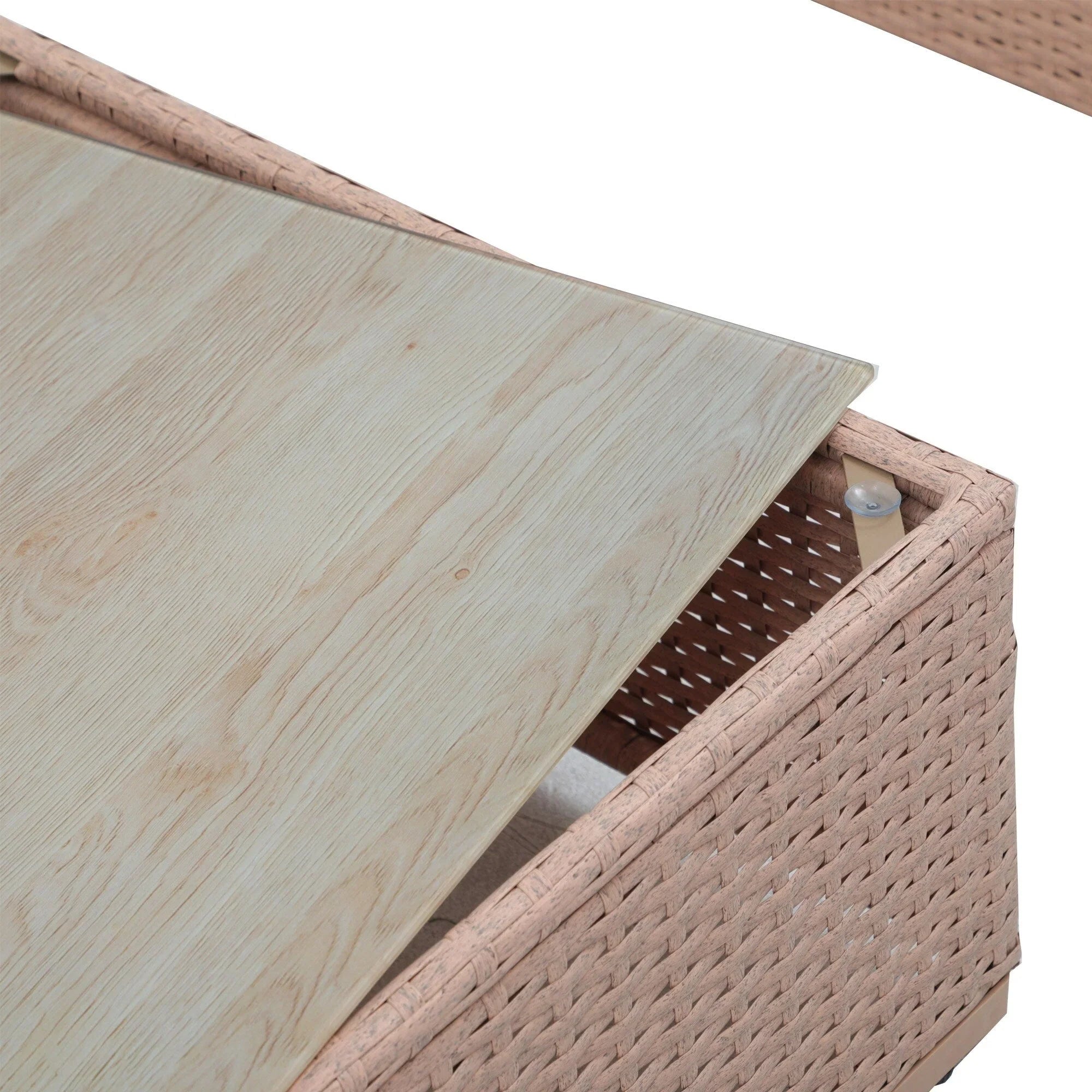 7-teiliges Outdoor-Sofa-Set aus Korbweide/Stahl mit Polstern