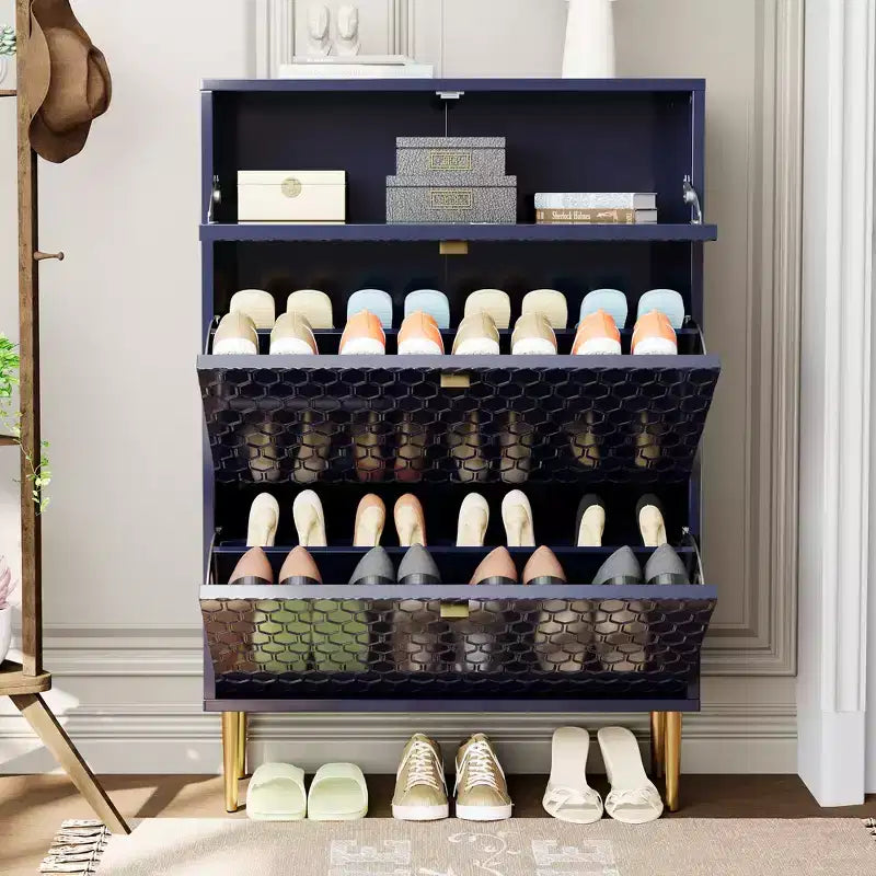 CLIHOME Schuhschrank für 24 Paar Schuhe, Flur, Schuhaufbewahrung, mit Kippfächern, Schuhregal